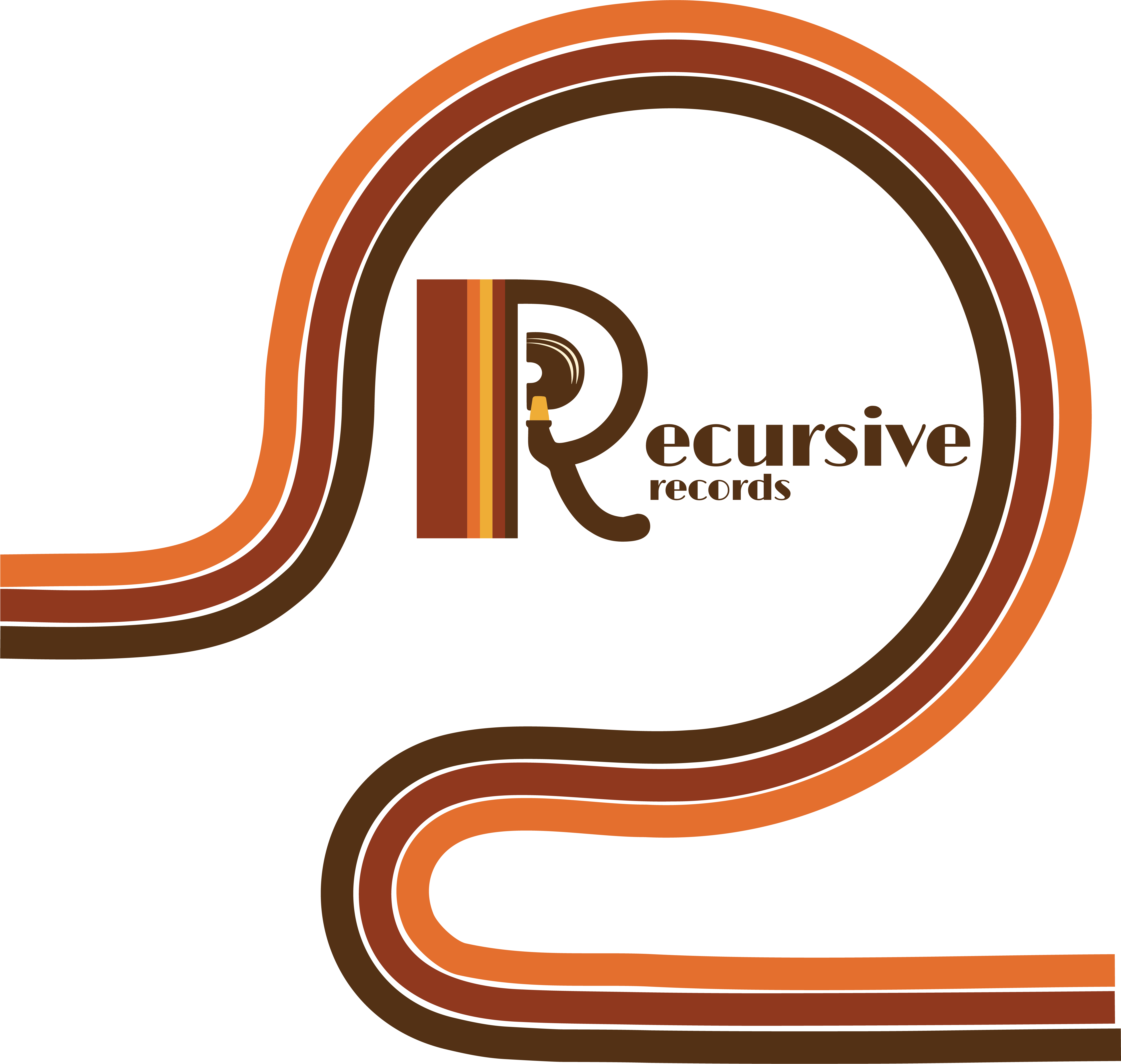 Brand logo recursive Records in a line swirl illustration 