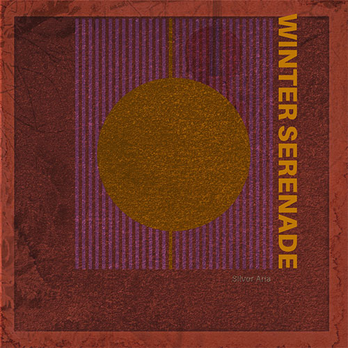 Album cover for Silver Aria - Winter Serenade, displaying an abstract circular design with warm red and gold tones.