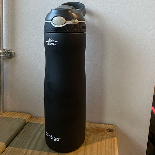 full length of black stainless steel water bottle