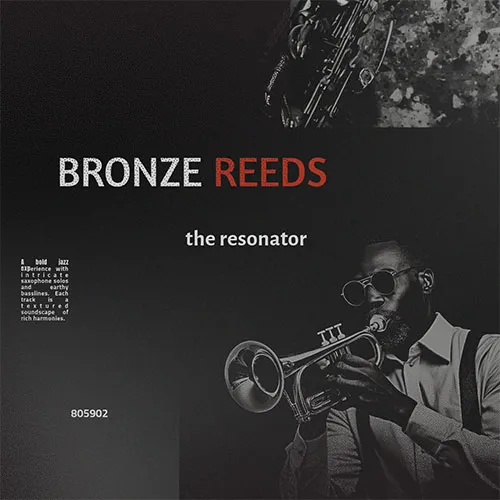 Grainy black-and-white vinyl cover featuring a Black man in the corner blowing a trumpet.